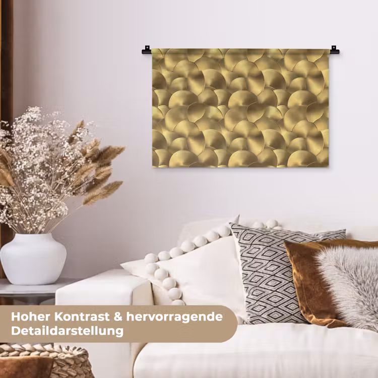 Modern - Cirkel - Goud Wandkleed katoen klein 269 -tsfeer1_DE