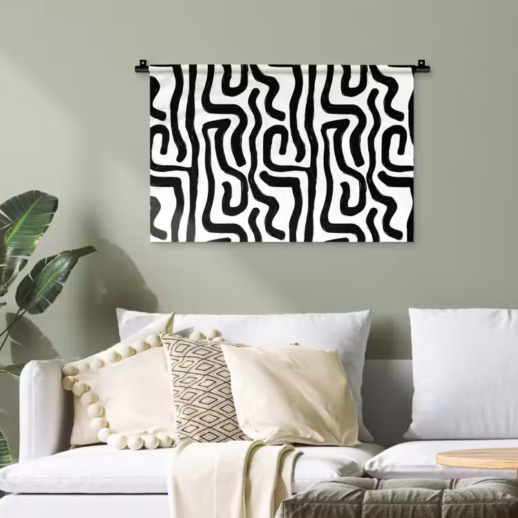 Modern - Lijnen - Zwart Wandkleed katoen klein 269 -sfeer7