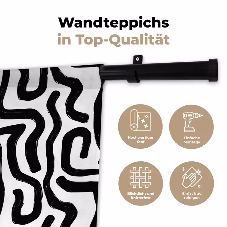Modern - Lijnen - Zwart Wandkleed katoen klein 269 -tsfeer2_DE