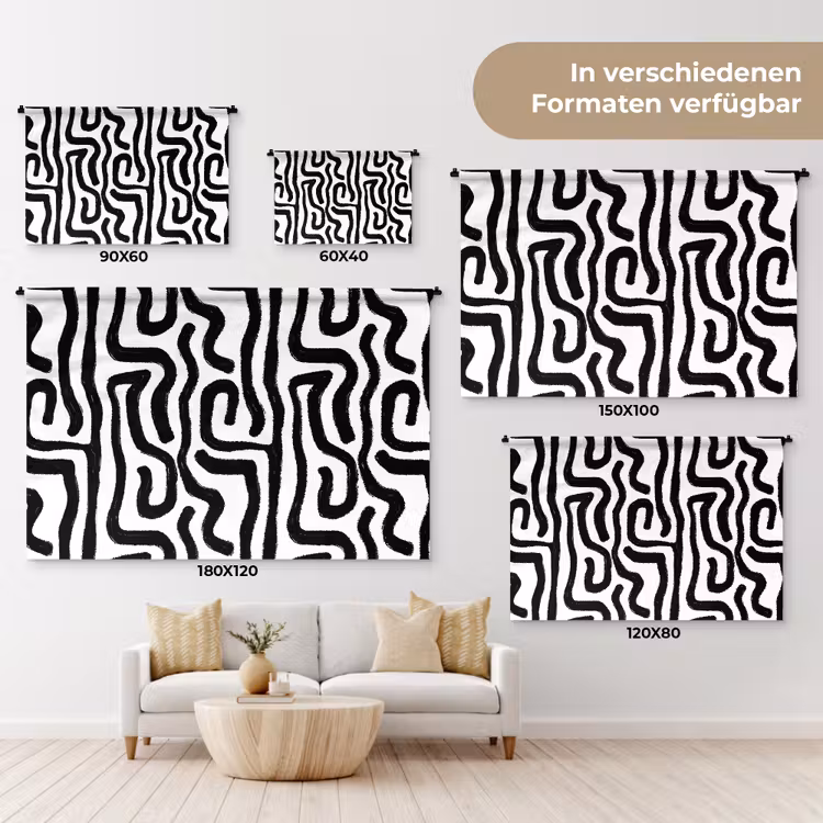 Modern - Lijnen - Zwart Wandkleed katoen klein 269 -tsfeer8_DE