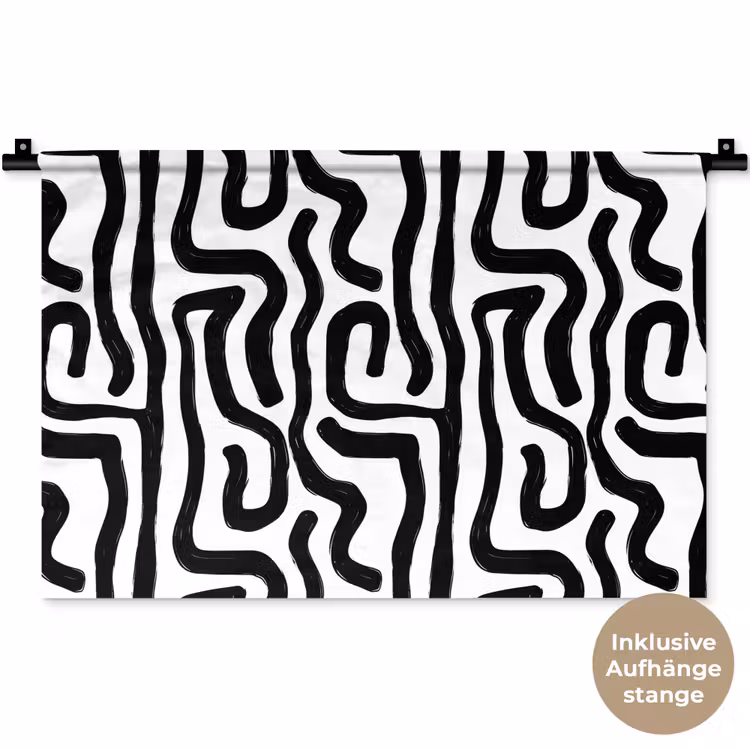 Modern - Lijnen - Zwart Wandkleed katoen klein 269 -t3d_DE