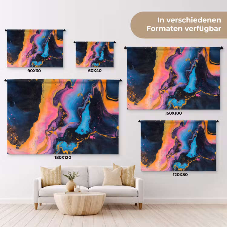 Modern - Marmer - Oranje Wandkleed katoen klein -tsfeer8_DE