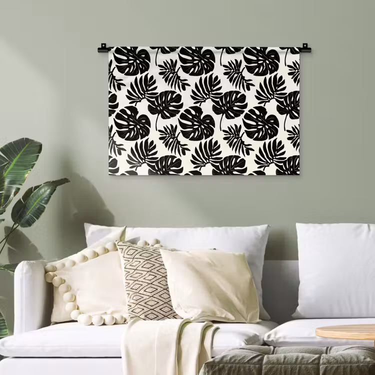 Modern - Monstera - Zwart Wandkleed katoen klein 269 -sfeer7