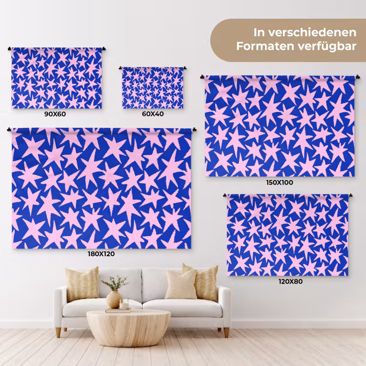 Modern - Sterren - Blauw Wandkleed katoen klein 269 -tsfeer8_DE