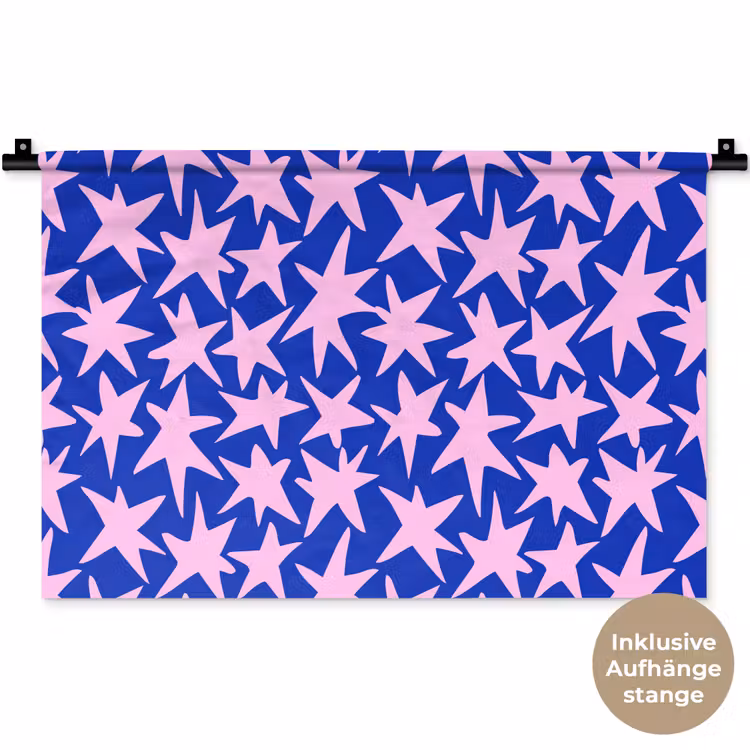 Modern - Sterren - Blauw Wandkleed katoen klein 269 -t3d_DE
