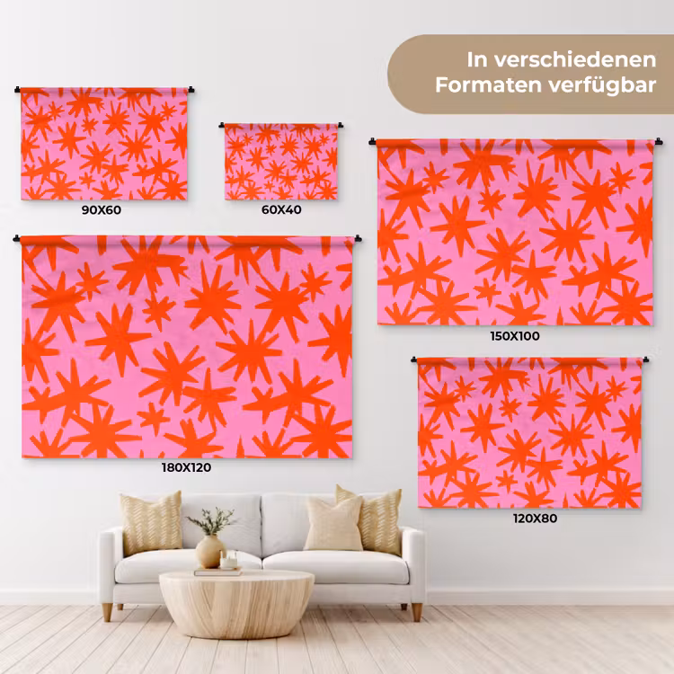 Modern - Sterren - Roze Wandkleed katoen klein 269 -tsfeer8_DE