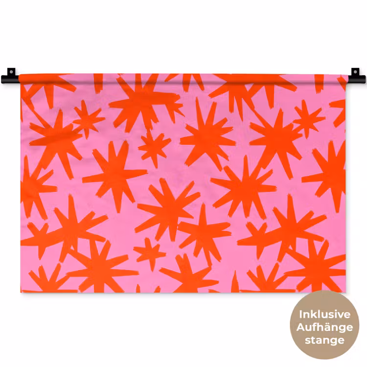 Modern - Sterren - Roze Wandkleed katoen klein 269 -t3d_DE