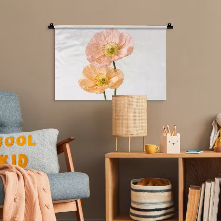 Papavers - Botanisch - Roze Wandkleed katoen klein -wsfeer4_kind