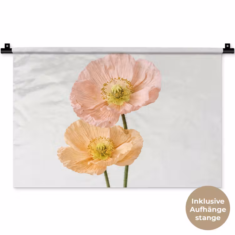 Papavers - Botanisch - Roze Wandkleed katoen klein -t3d_DE