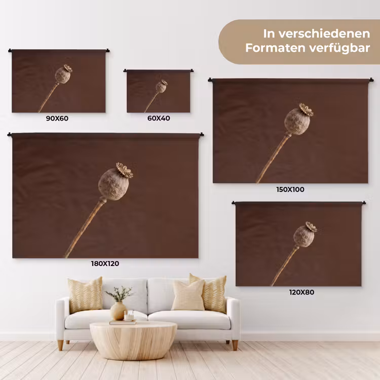 Papaverbol - Droogbloem - Bruin - Minimalistisch Wandkleed katoen klein -tsfeer8_DE