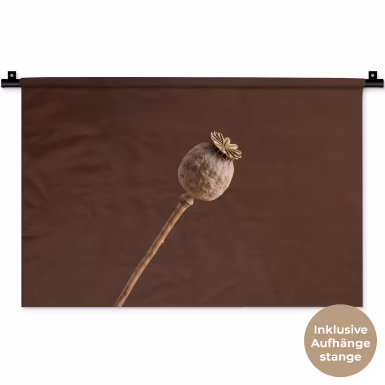 Papaverbol - Droogbloem - Bruin - Minimalistisch Wandkleed katoen klein -t3d_DE