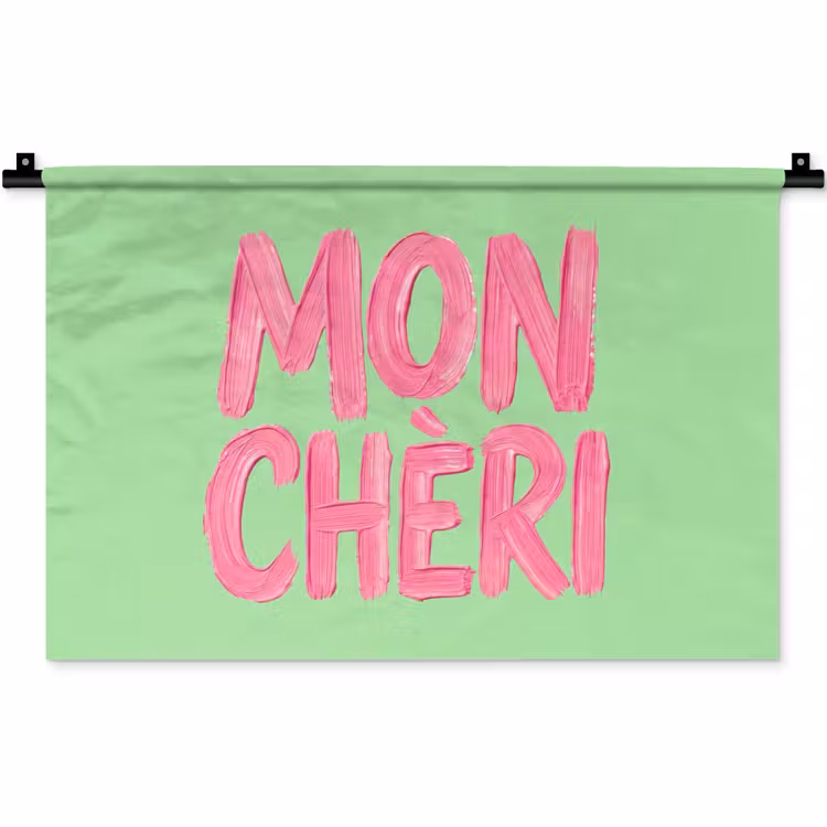 Mon cheri - Groen - Roze Wandkleed katoen klein -zz3d