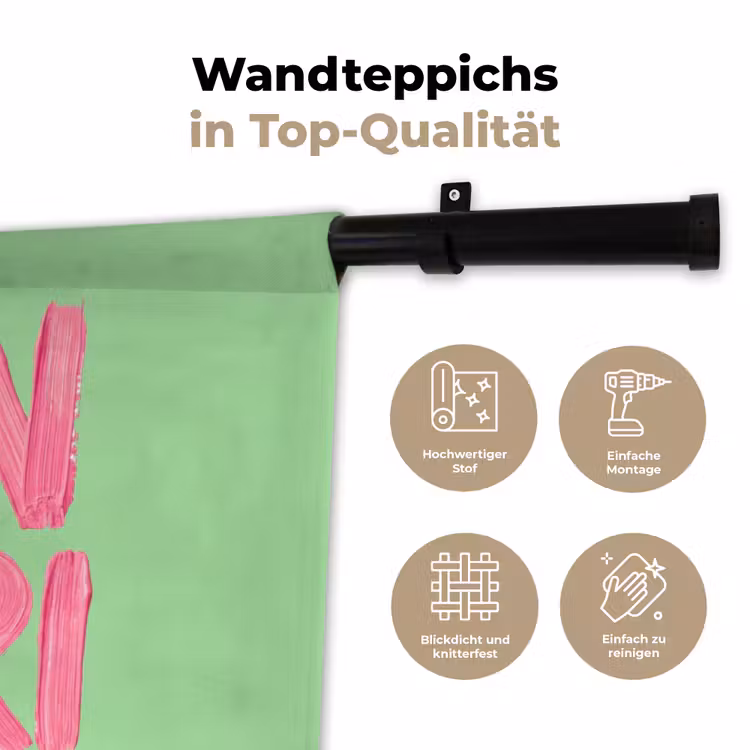 Mon cheri - Groen - Roze Wandkleed katoen klein -tsfeer2_DE
