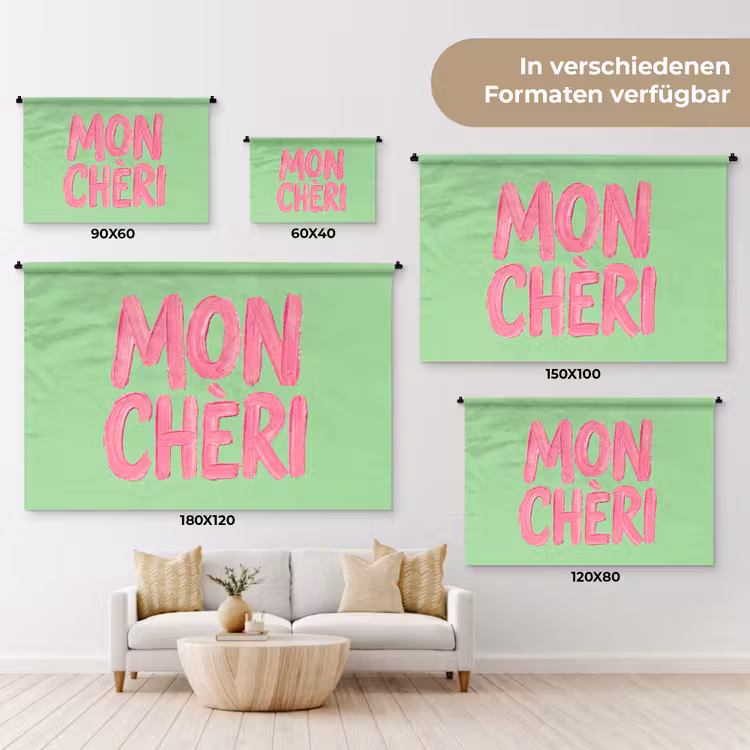 Mon cheri - Groen - Roze Wandkleed katoen klein -tsfeer8_DE