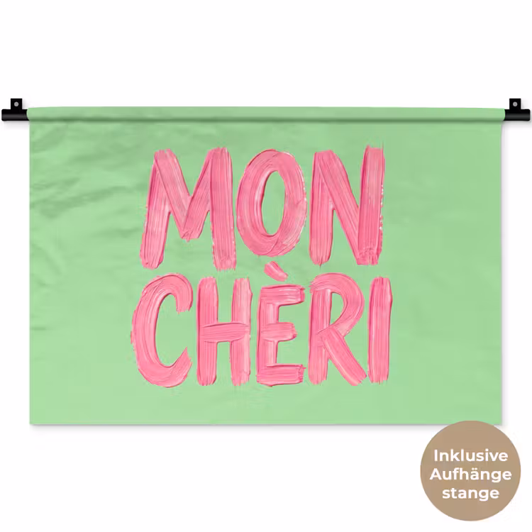 Mon cheri - Groen - Roze Wandkleed katoen klein -t3d_DE