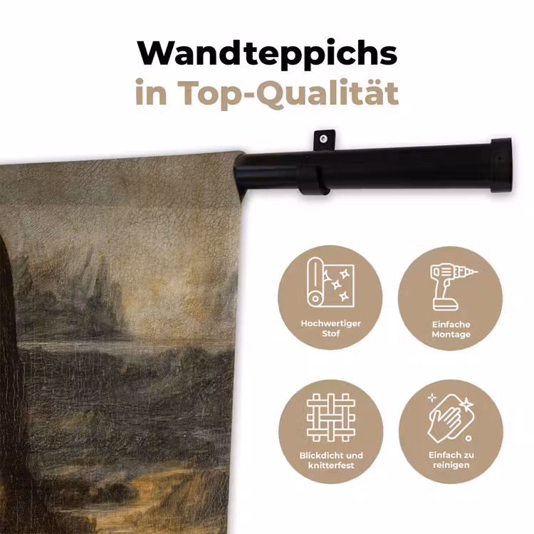 Mona Lisa - Kat - Leonardo da Vinci - Vintage - Kunstwerk - Oude meesters - Schilderij Wandkleed katoen klein -tsfeer2_DE