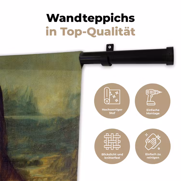 Mona Lisa - Leonardo da Vinci Wandkleed katoen klein -tsfeer2_DE