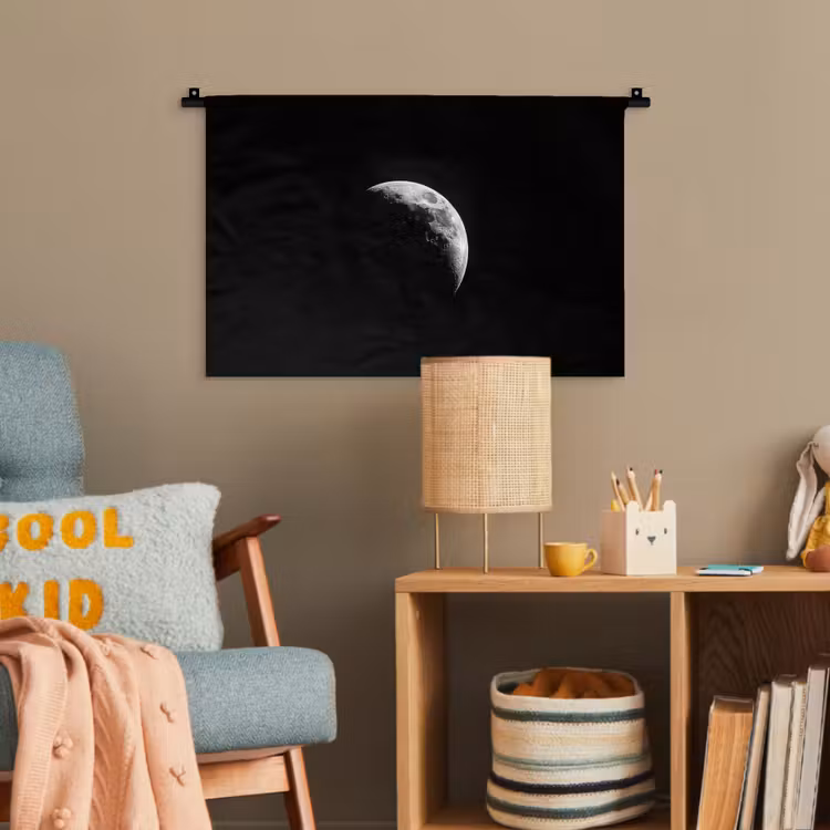 Maan - Hemel - Zwart - Schaduw Wandkleed katoen klein -wsfeer4_kind