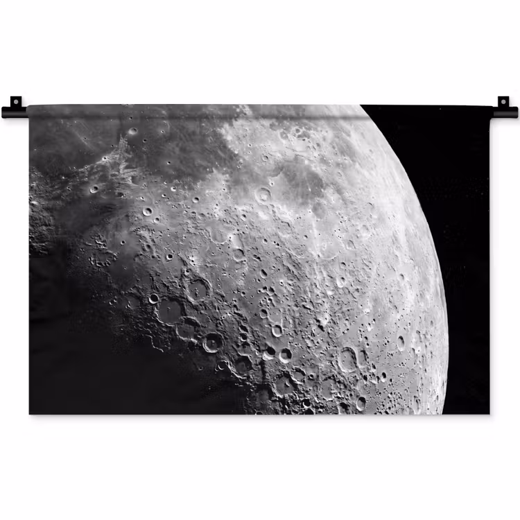 Wandteppich - Mond – Krater – Weltraum - Maan - Kraters - Ruimte Wandkleed katoen klein