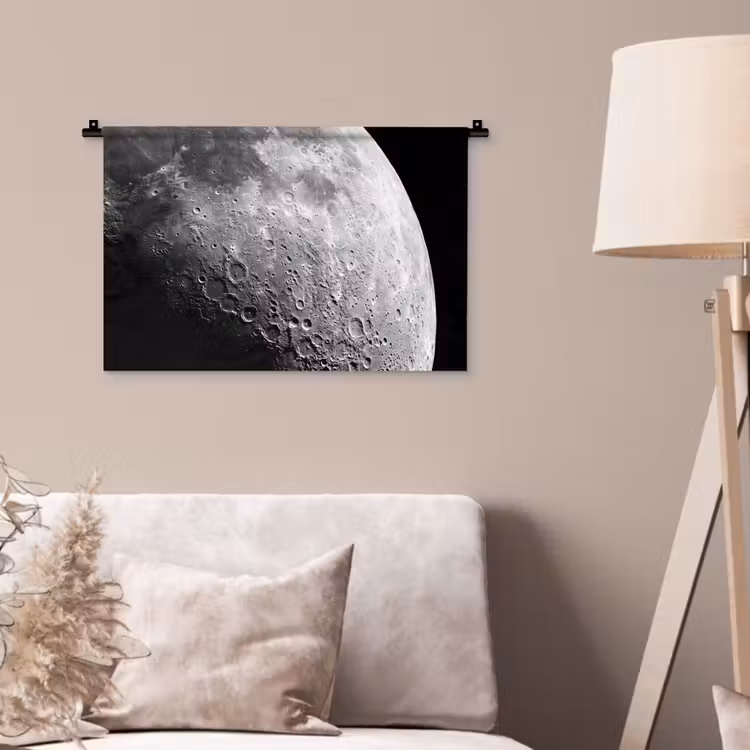 Wandteppich - Mond – Krater – Weltraum - Maan - Kraters - Ruimte Wandkleed katoen klein