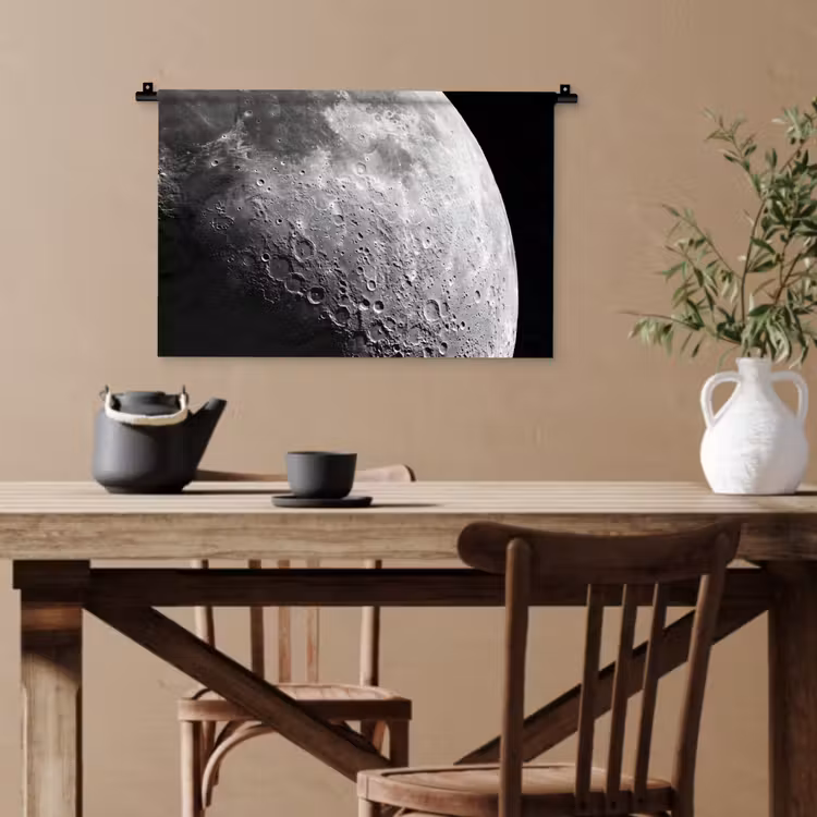 Wandteppich - Mond – Krater – Weltraum - Maan - Kraters - Ruimte Wandkleed katoen klein