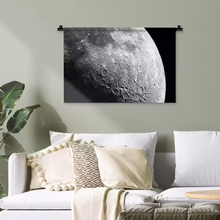 Wandteppich - Mond – Krater – Weltraum - Maan - Kraters - Ruimte Wandkleed katoen klein