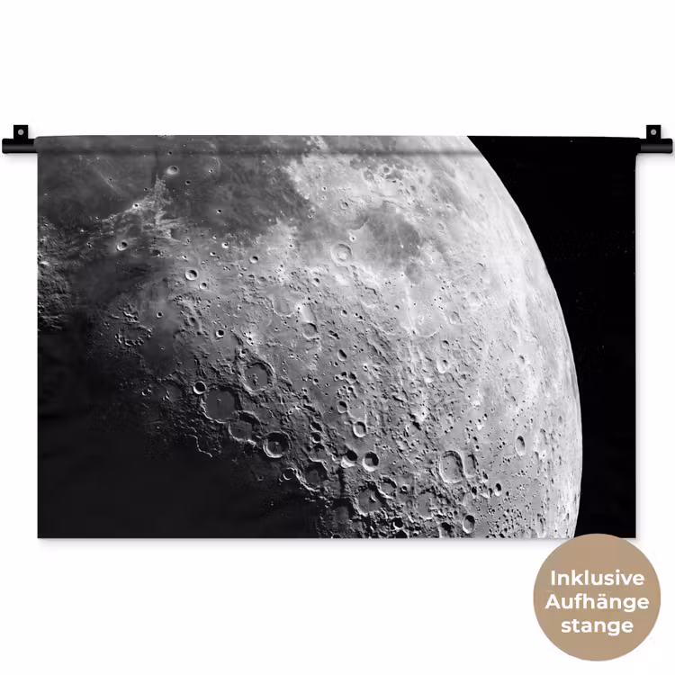 Wandteppich - Mond – Krater – Weltraum - Maan - Kraters - Ruimte Wandkleed katoen klein