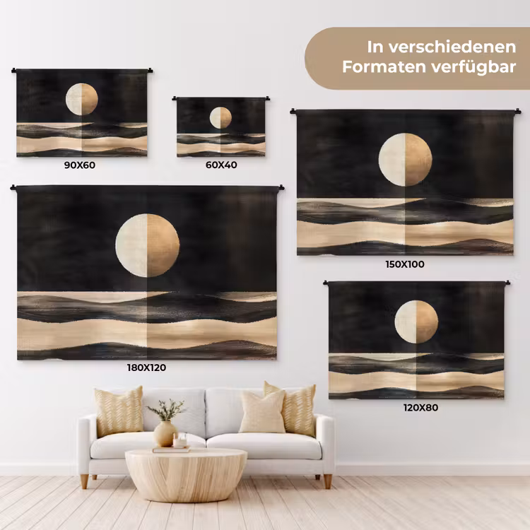 Maan - Cirkel - Goud Wandkleed katoen klein -tsfeer8_DE
