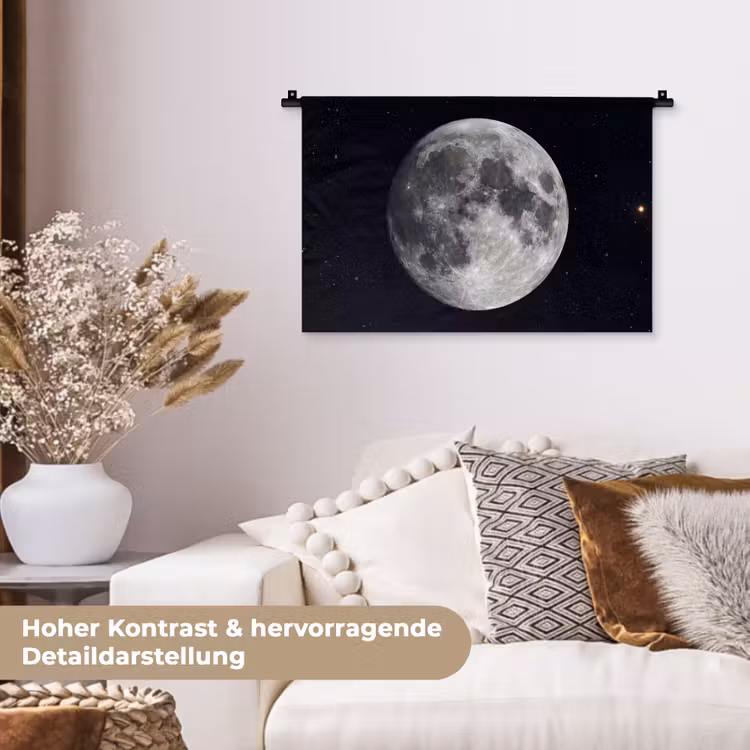 Wandteppich - Mond – Sterne – Weltraum - Maan - Sterren - Ruimte Wandkleed katoen klein