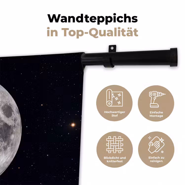 Wandteppich - Mond – Sterne – Weltraum - Maan - Sterren - Ruimte Wandkleed katoen klein