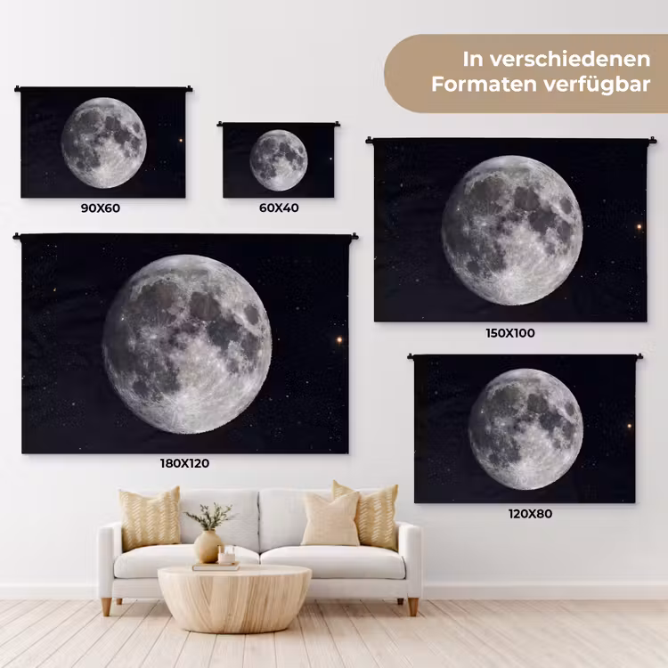 Wandteppich - Mond – Sterne – Weltraum - Maan - Sterren - Ruimte Wandkleed katoen klein