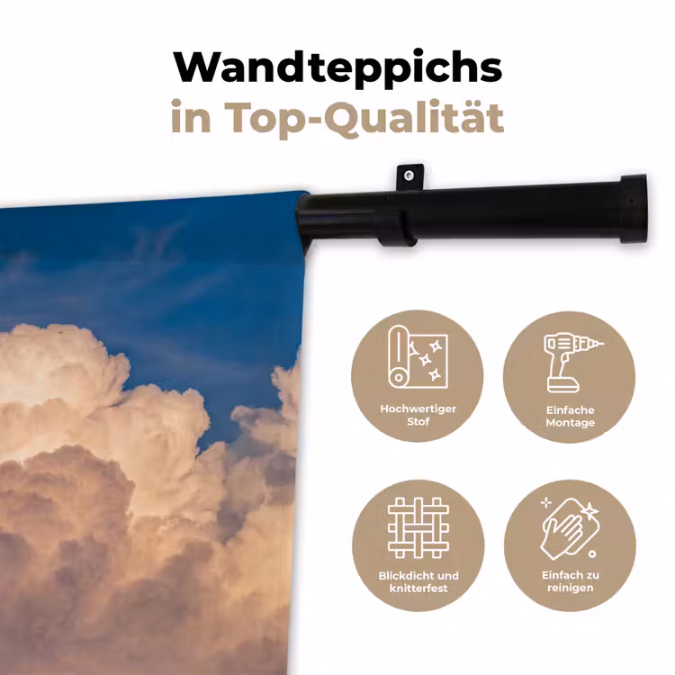 Maan - Wolken - Natuur - Oranje Wandkleed katoen klein -tsfeer2_DE