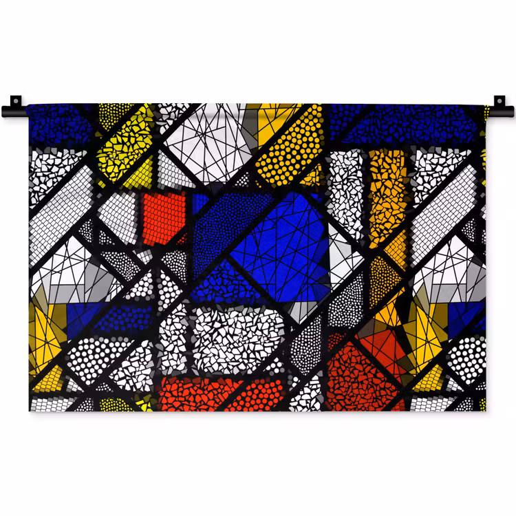 Mondriaan - Glas in lood - Oude Meesters - Kunstwerk - Abstract - Schilderij Wandkleed katoen klein -zz3d