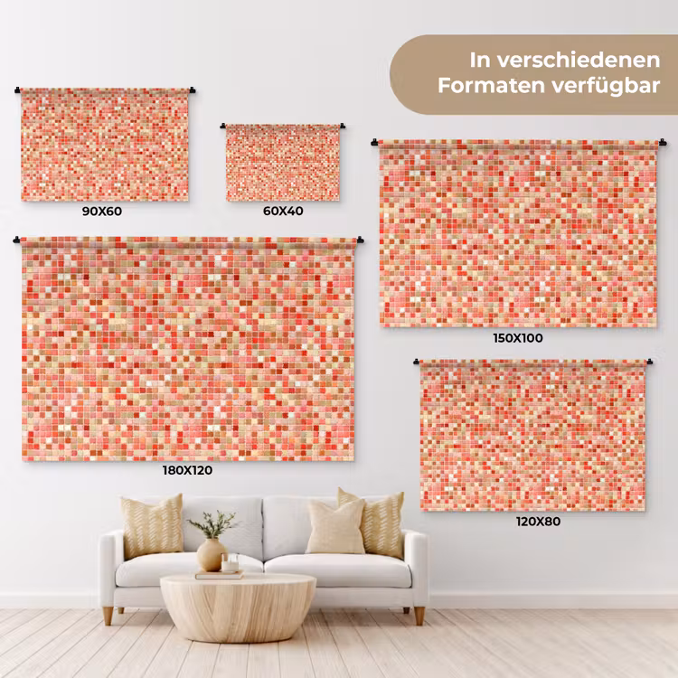 Mozaïek - Tegel - Patroon - Kleurrijk Wandkleed katoen klein 269 -tsfeer8_DE