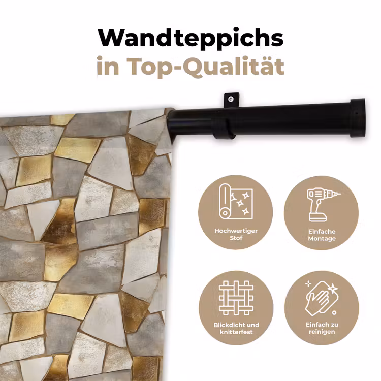 Mozaïek - Marmer - Goud Wandkleed katoen klein 269 -tsfeer2_DE