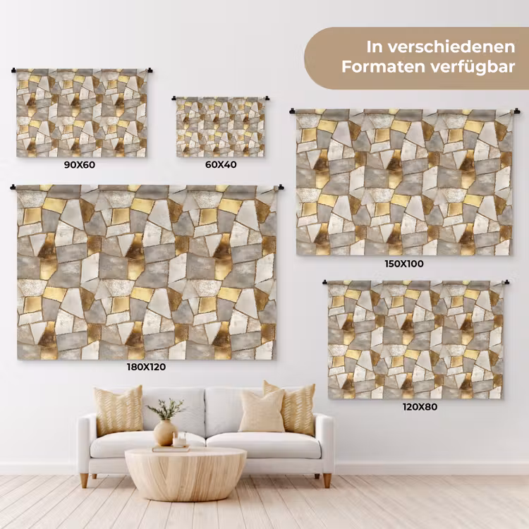 Mozaïek - Marmer - Goud Wandkleed katoen klein 269 -tsfeer8_DE