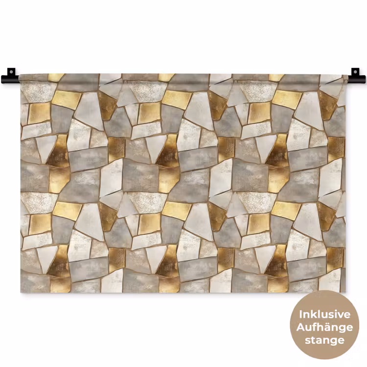 Mozaïek - Marmer - Goud Wandkleed katoen klein 269 -t3d_DE