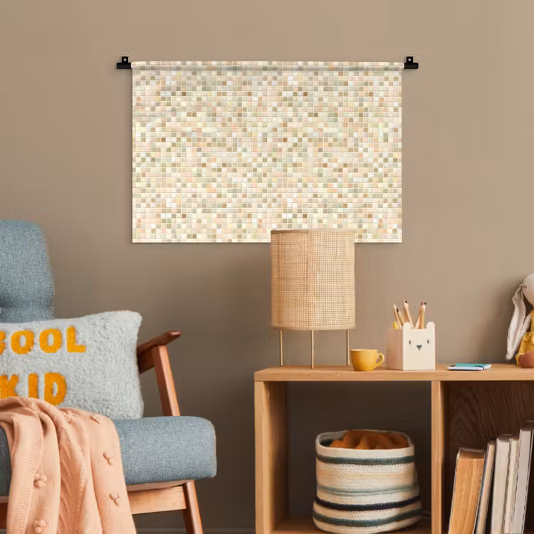 Mozaïek - Patroon - Beige Wandkleed katoen klein 269 -wsfeer4_kind