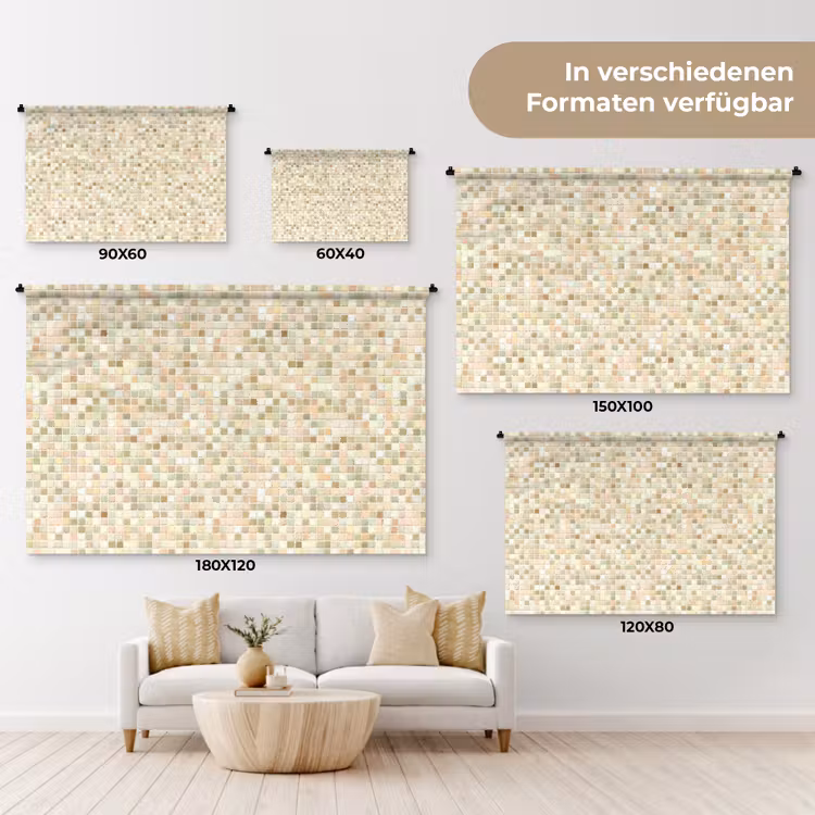 Mozaïek - Patroon - Beige Wandkleed katoen klein 269 -tsfeer8_DE