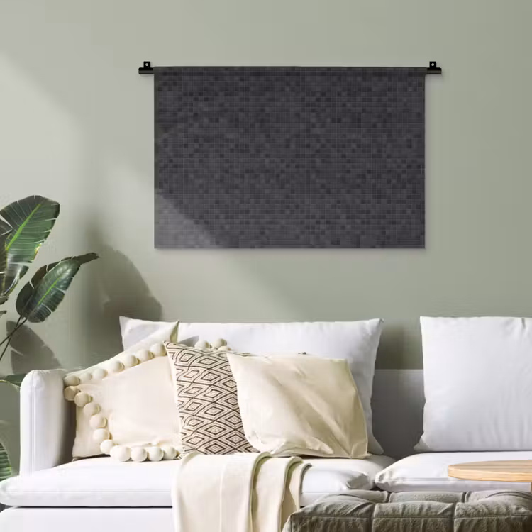 Mozaïek - Patroon - Zwart Wandkleed katoen klein 269 -sfeer7