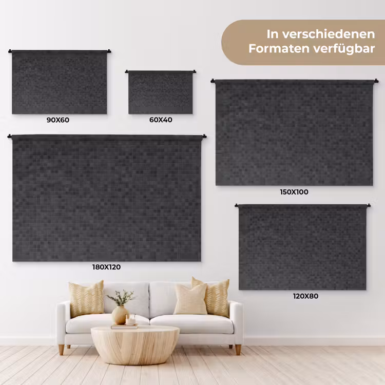Mozaïek - Patroon - Zwart Wandkleed katoen klein 269 -tsfeer8_DE