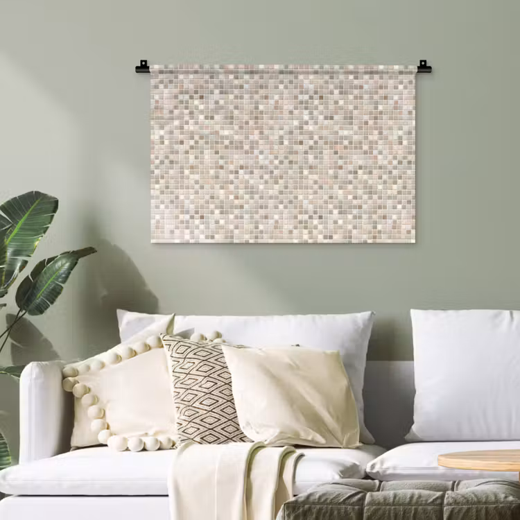 Mozaïek - Patroon- Taupe Wandkleed katoen klein 269 -sfeer7