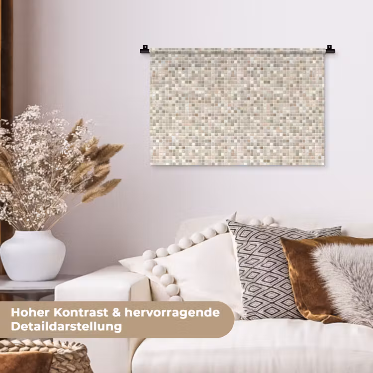 Mozaïek - Patroon- Taupe Wandkleed katoen klein 269 -tsfeer1_DE