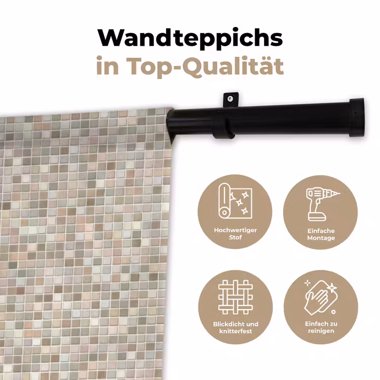 Mozaïek - Patroon- Taupe Wandkleed katoen klein 269 -tsfeer2_DE