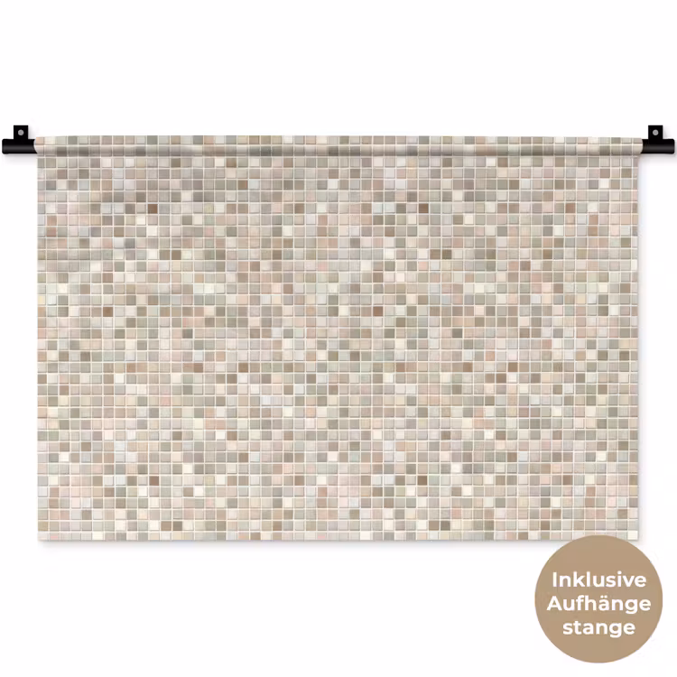 Mozaïek - Patroon- Taupe Wandkleed katoen klein 269 -t3d_DE