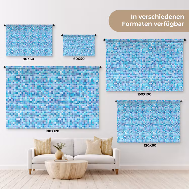 Mozaïek - Patroon - Turquoise Wandkleed katoen klein 269 -tsfeer8_DE