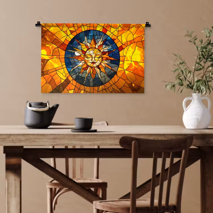 Mozaïek - Zon - Geel - Cirkel Wandkleed katoen klein -sfeer6
