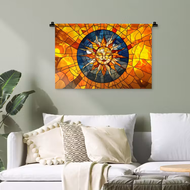 Mozaïek - Zon - Geel - Cirkel Wandkleed katoen klein -sfeer7
