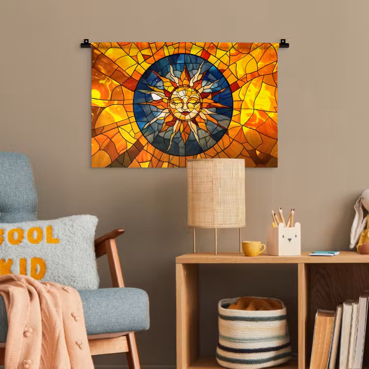 Mozaïek - Zon - Geel - Cirkel Wandkleed katoen klein -wsfeer4_kind