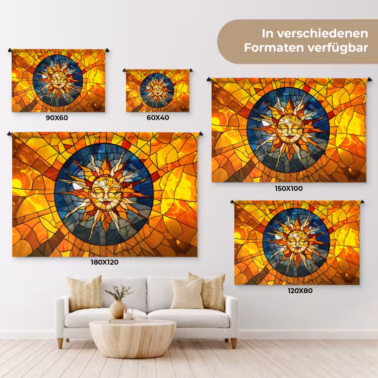Mozaïek - Zon - Geel - Cirkel Wandkleed katoen klein -tsfeer8_DE